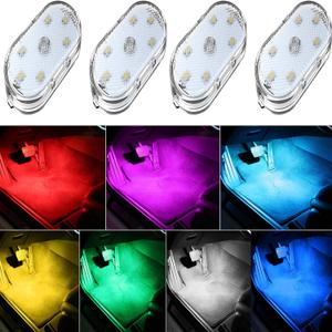 4Pcs Wireless LED Lights for Car Interior,7 Colors Ambient Lighting Car Interior, Car Lights Inside Your Car, USB Rechargeable Car Interior Led Night Light for Car Decor