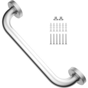 12 Inch Satin Brushed Nickel Shower Grab Bar - 1" Diameter, iMomwee Stainless Steel Bathroom Grab Bar Handle, Balance Bar for Shower and Wall, Safety Hand Rail Support, Handicap Elderly Assist Handle