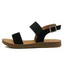 Soda BASHFUL-2 KIDS/CHILDREN/GIRLS Casual Open Toe Single Band with Elastic Ankle Strap Buckle Fashion Slide Flat Sandal, Size 3