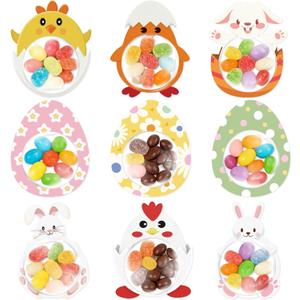 36 Pack Easter Candy Holder Cards - DIY Bunny Chick Egg Style with Plastic Domes, School Classroom Party Favors