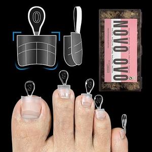 NOVO OVO 300 Pcs Upgraded Flexible Toe Nails Soft Gel Tips with Auxiliary Line for Toenail Extension, Square Sharp, Medium and Wide for Men Women, Pedicure in