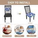 Stretch Dining Chair Seat Covers Set of 2,Dining Chair Slipcovers, Floral Printed Chair Covers,Soft Fabric Washable Upholstered Chair Seat Protector, No Rear Covers for Home Kitchen Dining Room (B-geometric Semicircles)
