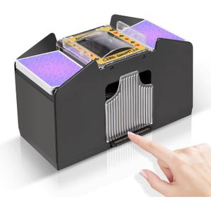 FEIERYA Automatic Card Shuffler 2/1/4/6 Deck,Battery-Operated Electric UNO Poker Shuffler,Playing Card Shuffler for Home Card Game,Travel