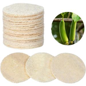 Nogeqi 30 Pcs Natural Loofah Sponge Pads, 2.36 Inch Exfoliating Body Facial Scrub Pads for Makeup & Dead Skin Masks Removal Washing Face, Exfoliator Scrub Brush for Men Women Bath Shower Spa