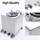 Universal 2.5 Gallon 10L Fuel Cell Tank with Cap and Level Sender Polished Aluminum Silver