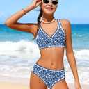 KANGKANG Girls Swimsuit Bikini Set Solid Color V-Neck Two Piece Bathing Suit with Chest Pad Adjustable Straps Swimwear, 11-12Y