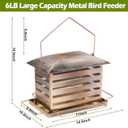 Bird Feeder, 6 LB Extra Large Capacity Metal Bird Feeders for Outdoor Hanging, Heavy Duty Wild Birdfeeder with 4 Perches, Sturdy & Easy to Refill