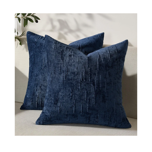 Set of 2 Soft Textured Throw Pillow Covers 20x20, Invisible Zipper Neutral Cushion Cases, Easy - Care Decorative Farmhouse Decor for Living Room Couch (Blue, 20" x 20" (Pack of 2))