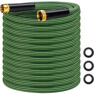 Garden Hose 50 ft Flexible Non-Expandable Water Hose Kink-Free Ultra Lightweight Leak-Proof Durable Portable Wear-Resistant Hoses Pipe with 3/4" Brass Fittings for Outdoor Yard Lawn Car Wash