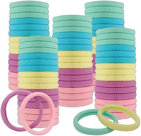 100Pcs Soft Cotton Seamless Hair Bands, Large Pack of 2 Ponytail Holders for Thick and Thin Hair, Elastic Hair Accessories for Women, Men, and Girls
