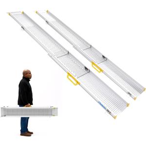 Ruedamann 10FT Wider Adjustable Wheelchair Ramp, Lightweight Portable Ramp for Wheelchair, Strong Capacity for Electric Scooters, Telescopic Aluminum Wheelchair Ramp for Home, Doorways