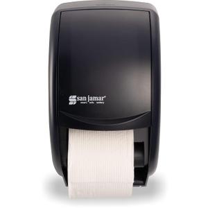 San Jamar Classic Plastic Tissue Dispenser, Toilet Paper Holder, Tissue Holder with Dependable Dispensing for Bathroom, Commercial, Office, Restaurants, Hospitals, Schools, 5.5 Inches, Black Pearl