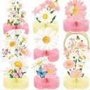 Hotop 9 Pcs Daisy Flower Birthday Party Decorations Daisy Butterfly Honeycomb Centerpieces 3D Daisy Centerpieces for Tables Pink Daisy Table Toppers Boho Groovy Party Decorations Girl Baby Shower