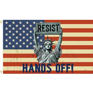 WENWELL Resist Flag Tapestry,Hands Off Protest American Flag, Statue of Liberty Design, 3x5 Feet, Polyester with Grommets WENWELL Resist Flag Tapestry,Hands Off Protest American Flag, Statue of Liberty Design, 3x5 Feet, Polyester with Grommets
