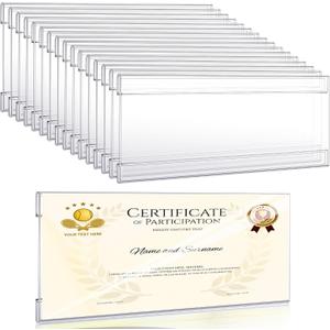 Kathfly 20 Pcs Business License Frame Clear Business Certificate Holder 10 x 4 Inch Acrylic Wall Mount Holder with Tape for Document Office Menu Display No Drilling