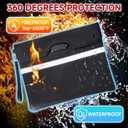 Upgraded 6500F Fireproof Document Bag with Lock, Waterproof 9-Layer Heat Insulated | Dual-Liner Card Slot Money Bag with Zipper/Reflective Strip for Passport, Important Paper, Cash(15 x 12In)
