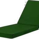 Chaise Lounge Cushions Outdoor, 72"x21"x3" Triple-Waterproof Outdoor Chair Cushion with Removable Cover, 4 Adjustable Ties Lounge Chair Cushions for Outdoor Furniture, Forest Green