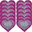Heart Shaped Iron Patches, 1 Dozen/12 Pieces Pink Love Heart Rhinestone Hot-fix Applique Patch for Clothing Repair, Decoration, DIY Craft Jacket, Shirts, Bags