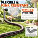 100FT Garden Hose, 1/2" Non-Expandable Lightweight Hybrid Water Hose with Solid Brass Fittings, Flexible & Tangle Resistant Hose, Leak Resistant for Backyard, Garden, Car Washing and Outdoor Use