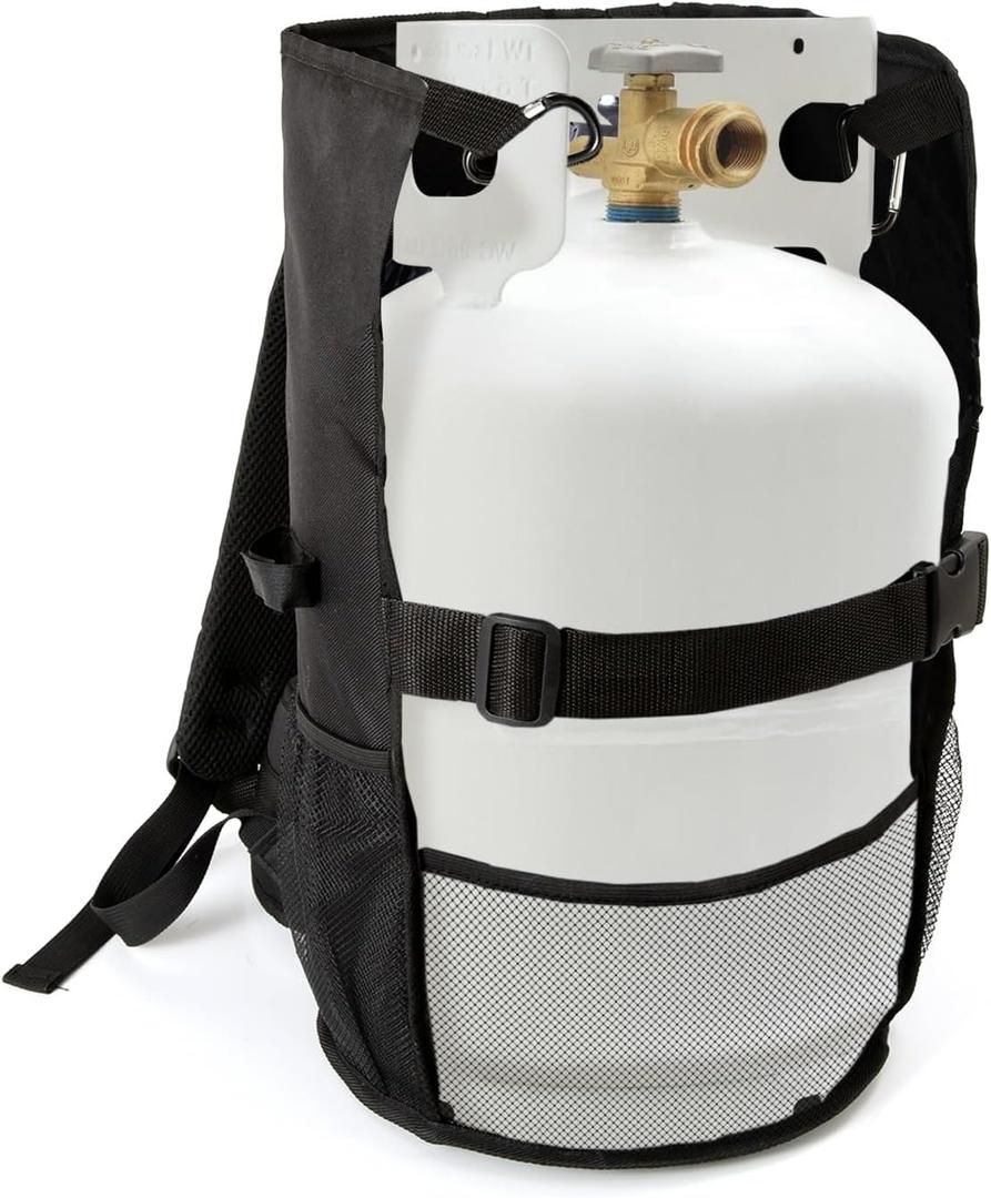 Propane Tank Backpack Carrier for 5LB or 10LB Cylinder and Weed Torch, Waist Strap with Buckle, Keep Tack Secured and Relieve Your Back Pressure