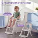 lalalark Potty Training Seat, 2-in-1 Toddler Toilet Seat with Steps, Upgrade Potty Step Stool for Toddler with Anti-Slip Pad Step Stool, Extended Splash Guard, Foldable Potty Ladder Boys Girls, Green