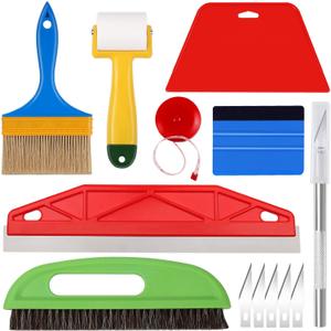 WRAPXPERT Wallpaper Smoothing Tools,Wallpaper Tool Kit with Squeegee Smoother,Seam Roller,Wallpaper Brush for Peel and Stick Hanging,Contact Paper,Vinyl Application,Wall Tile