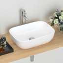 J-FAMILY 18.3'' x 13'' Bathroom Vessel Sink Above Counter White Porcelain Ceramic Sink Bowl Vanity Sink Lavatory Art Basin