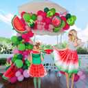 Summer fruit Watermelon Party Decorations Balloon Arch Garland Kit Red Green Pink with Watermelon mylar balloons for one in a melon theme Birthday Party Decorations, 2 inches x 10 inches x 5 inches