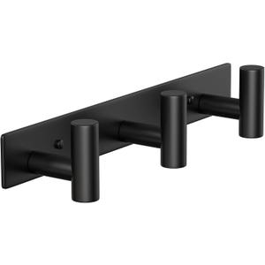 Wall Mounted Coat Rack-3 Hooks, Heavy Duty Stainless Steel Wall Hooks for Towel Coat Bag, Hat Rack Coat Hanger Coat Hooks Towel Racks for Bathroom Entryway Kitchen Hotel Office (Black, 1 Pack)