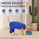 PUMYPOREITY Cat Recovery Suit for Hind Legs, Cat Surgical Spay Suit with Leg Sleeves to Stop Licking, Long Rear Sleeve Wound Cover Abdomen Kitten Onesie, Blue, S