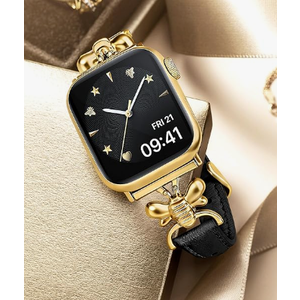 Wearlizer Slim Leather Band Compatible with Apple Watch Bands for Women 40/38/41/42mm, Top Genuine Leather Elegant Strap with Stylish Metal Design for iWatch Series 11 10 9 8 SE 7 6 5 SE 4 3 2 1