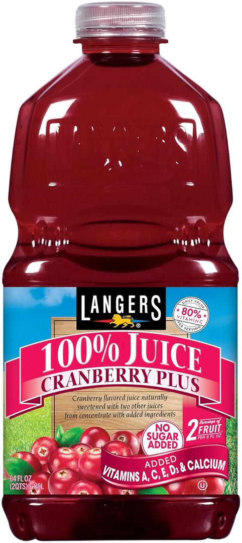 Langers Juice, Cranberry Plus, 64 Fl Oz (Pack of 8)