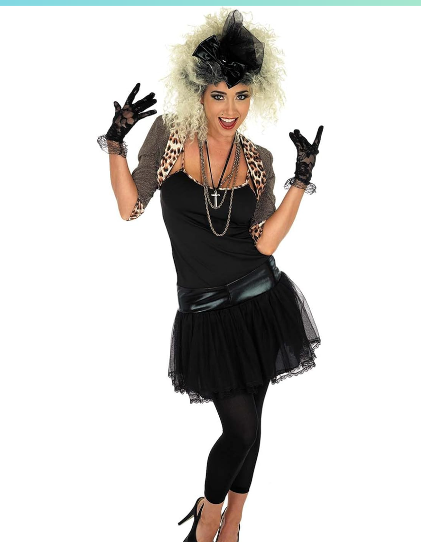 fun shack 80s Pop Star Costumes for Women, Vintage Pop Star Outfit, 80s Halloween Party Costume for Women XL 