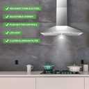 SNDOAS Range Hood 30 inch,Wall Mount Range Hood in Stainless Steel With Ducted/Ductless Convertible,Stove Vent Hood with Aluminum Filters,3 Speed Exhaust Fan,LED Light,Button Control