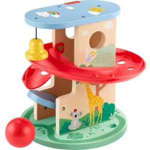 Fisher-Price Wood Baby Toy Treehouse Ball Run, 2-Piece Wooden Activity for Developmental Play Infants & Toddlers Ages 9+ Months