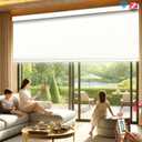 HILADUO Motorized Roller Blinds with Remote Control, Customized Size Width 20-105 Inches, Blackout Window Roller Shades b Blinds, Made in USA