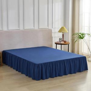 Bed Skirt Queen Size Ruffled Bed Skirt with Split Corners, Queen Bed Skirts 14 Inch Drop with Platform, 14'' Queen, Navy Blue