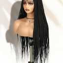 Box Braided Wig for Black Women Square Knotless Full Double Lace Glueless Braid Wigs with Baby Hair for African American Women 32 Inches