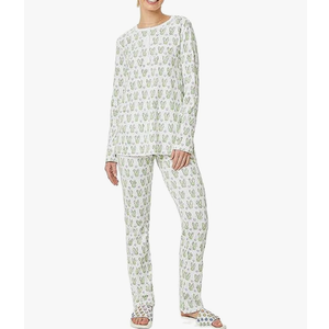 Women Cute Monkey Pajama Sets Preppy Aesthetic Long Sleeve Hearts Pjs Long Leggings Pants Polo Pajamas Loungewear S