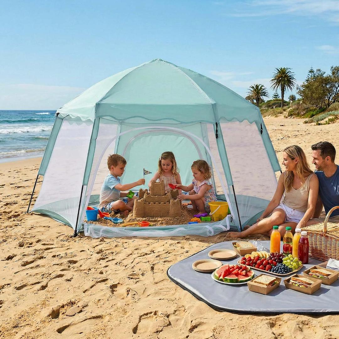 Porayhut Large Pop Up Play Tent for Kids, 78" Instant Toddler Playhouse with Removable Floor & UV50+ Sun Shade, 360° Mesh Mosquito-Free Tent for Indoor Outdoor Beach Backyard, Fits 4 Kids, 235,558.4 cubic inches