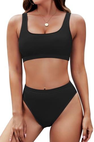 Pink Queen Women's Crop Top High Waisted Cheeky Bikini Set Two Piece Swimsuits Size S