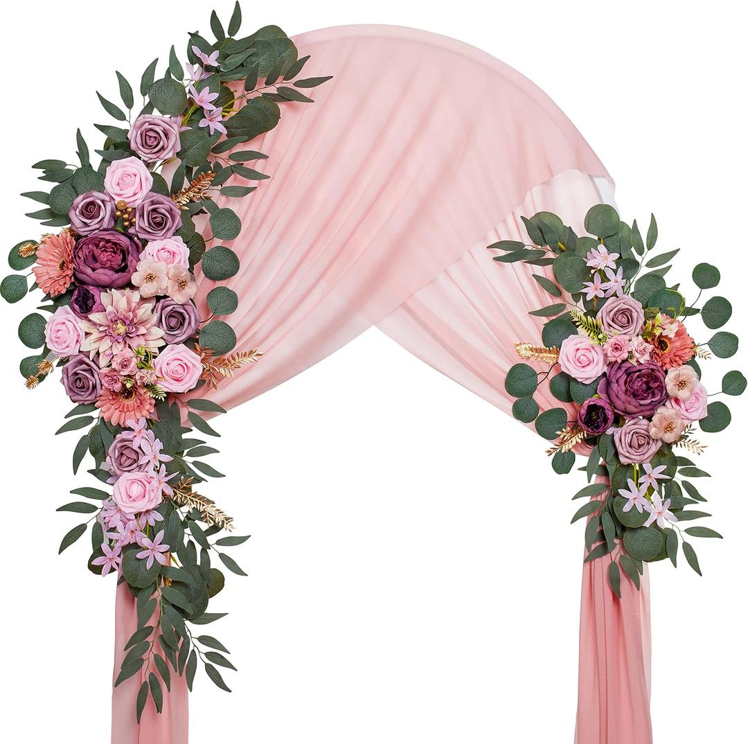 Wedding Arch Flowers, Artificial Flowers for Decoration, Large Flower Swag for Boho Styles Wedding Ceremony Floral Decor - Pack of 2 (Dusty&blush)