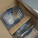 Rubbermaid Brilliance Glass Food Storage set of 4 containers 8 total pieces (4 containers + 4 lids) for Lunch Meal Prep and Leftovers Dishwasher and Oven Safe Clear/Grey