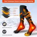 Heated Socks for Men Women - Washable, Rechargeable Cold Weather Heated Ski Socks for Fishing Skiing Hunting Hiking Skating, Christmas (Black & Gray)