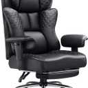 GTPLAYER Big and Tall Office Chair Wide Ergonomic Gaming Chair with Deluxe Embossing Designed Leather with Foot Rest,150Reclining Adjustable Soft Armrests Pocket Spring Back Support and Pillow, Oversized