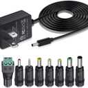 SoulBay 12V 1A AC Adapter Charger Replacement w/8 Tips, Regulated Power Supply Cord for LED Strip Light, CCTV Camera, BT Speaker, GPS, Webcam, Router, DC12V Transformer with ETL Certificate
