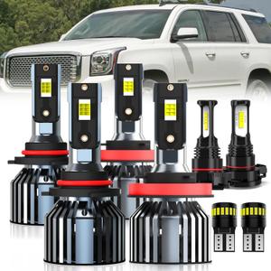For 2015-2019 GMC Yukon light Bulbs, 9005 High Beam H11 Low Beam H16 Fog Light License Plate Lights Combo, 8PCS