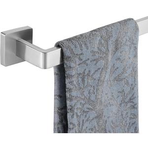 JQK Brushed Towel Bar, Rounded Edges 18.41 Inch Towel Rack, 304 Stainless Steel Bathroom Wall Mount, Useable Length 16 Inch, TB250L16-BN