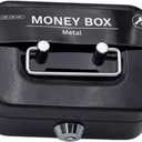 Small Cash Box With Key Lock - Metal Coin Piggy Bank, Lock Box For Money Safe, Key Lock Money Organizer, With 2 Keys, Secure Money Organizer With Handle, For Adults And Kids 4.5" X 3.3" X 2.3" (Black)