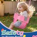 High Back Full Bucket, Toddler Swing with Coated Chains & Triangle Dip Pinch Protection for Safety, Baby Swing Outdoor with Locking Buckles, Toddler Bucket Swing for Backyard, Playground, Pink